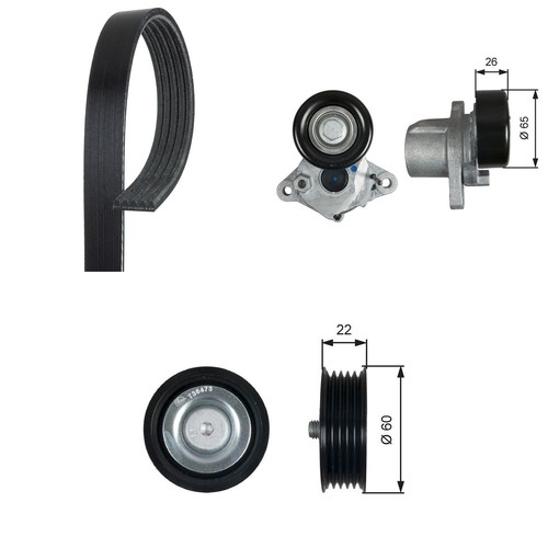 Aux belt kit ribbed - (v-ribbed,